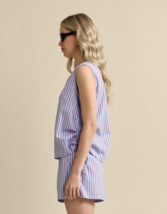 MVN - Side Rouched Striped Top