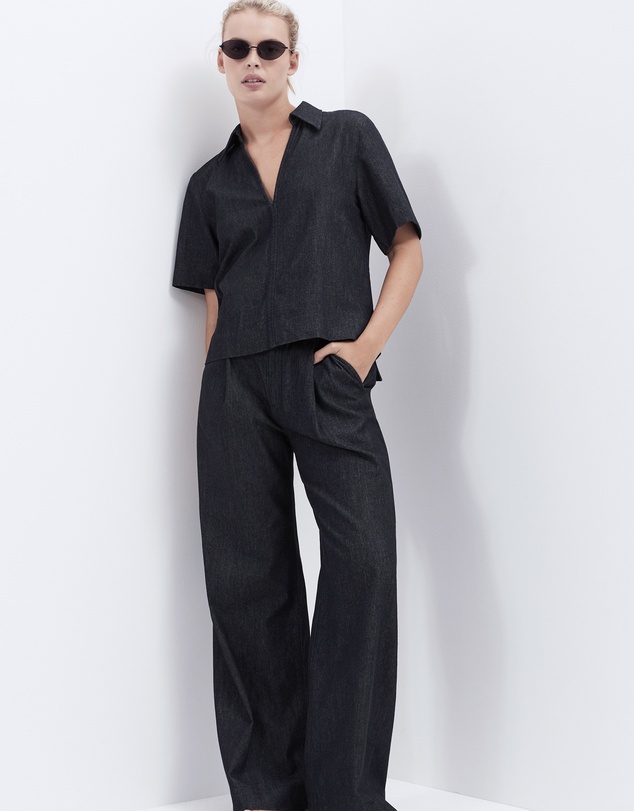 UNISON - Collared Denim Popover