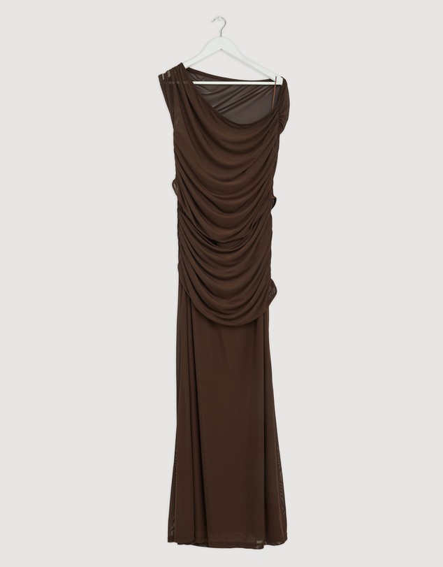 Revibe - Repaired Tussah Eleanor Mesh Off The Shoulder Maxi Dress - AU 18