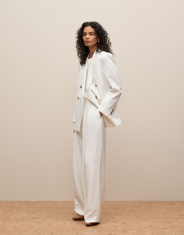 Trenery - Soft Double Breasted Blazer in White