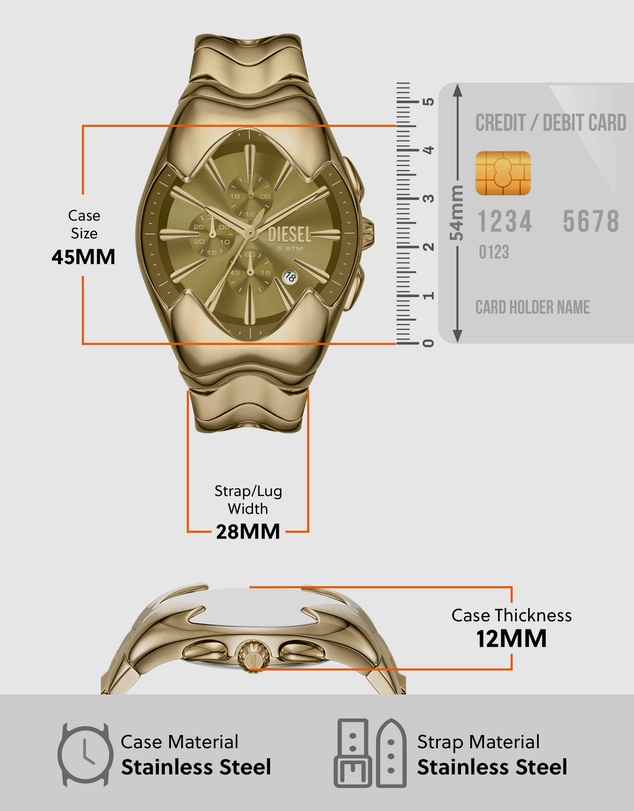 Diesel - Mercurial Gold Tone Chronograph Watch