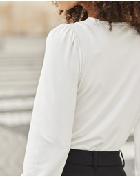 Sosandar - Contrast Trim Blouson Sleeve Top