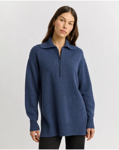 Toorallie - Relaxed Longline Zip Polo
