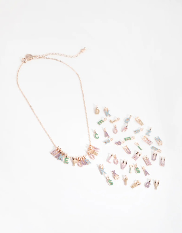 Lovisa - Kids Rose Gold Glitter Paper Make-Your-Own Necklace