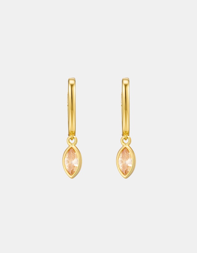 Zoe Olivia - 14K Gold Vermeil Champagne Cubic Zirconia Drop Huggies