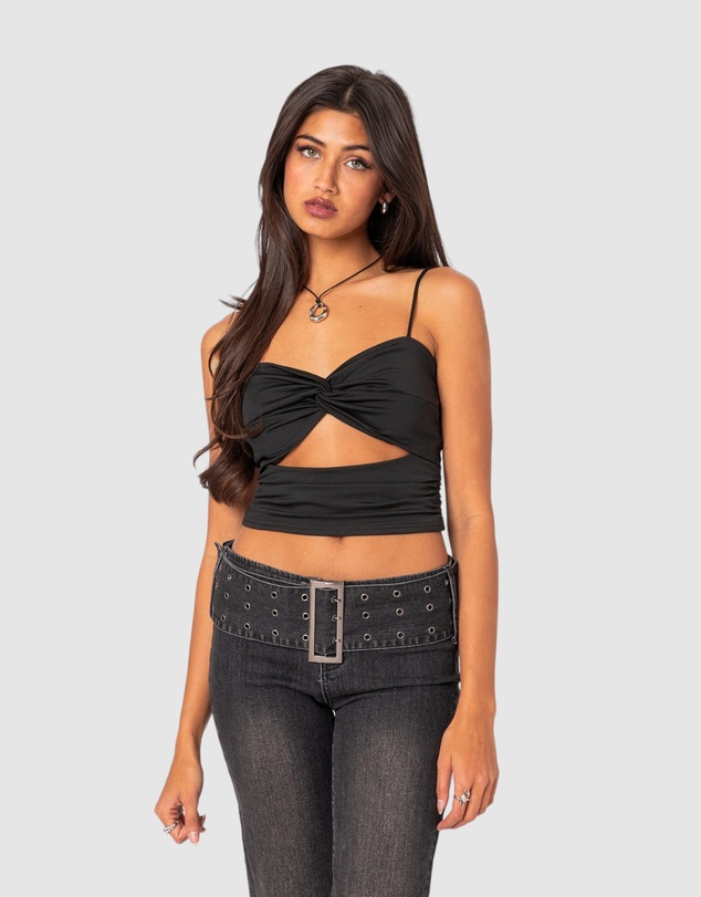 EDIKTED - Twist Front Gathered Cut Out Tank Top