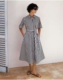 Trenery - Cotton Poplin Stripe Shirt Dress in Night Sky