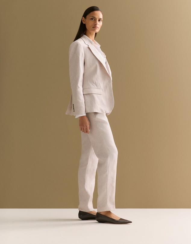 Trenery - Yarn Dyed Linen Tapered Trouser in Flax