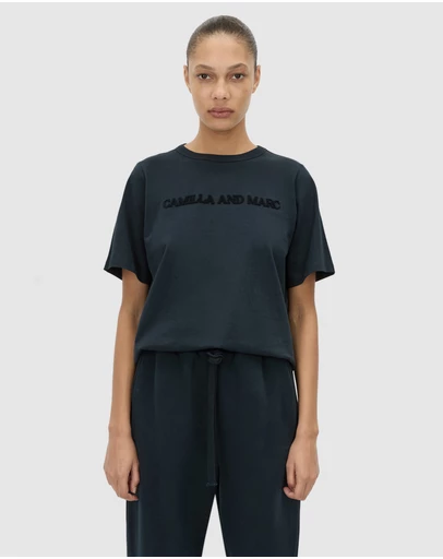 C&M CAMILLA AND MARC - Tia Flocking Logo Crew T-Shirt