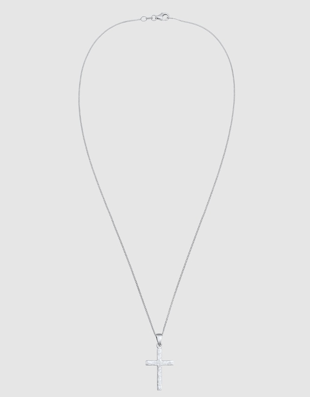 Elli Jewelry - Structured Cross Pendant Necklace in 925 Silver