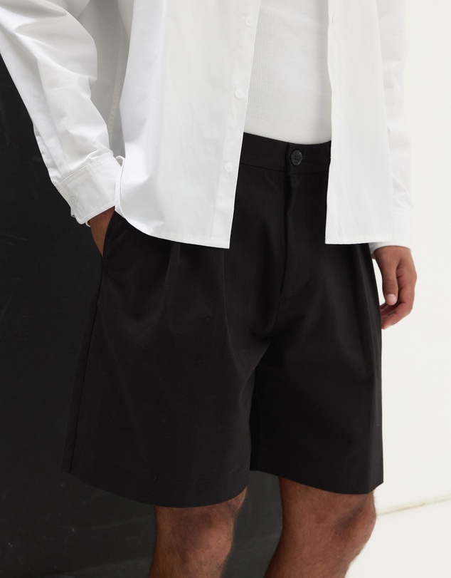 AERE - Pleated Cotton Tailored Shorts