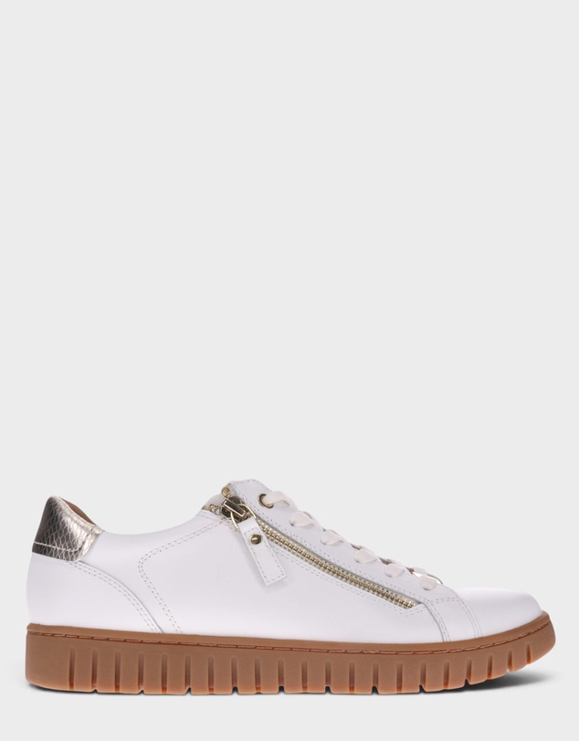 Mia Vita - Luna Zip Casual Sneaker - White/Tan