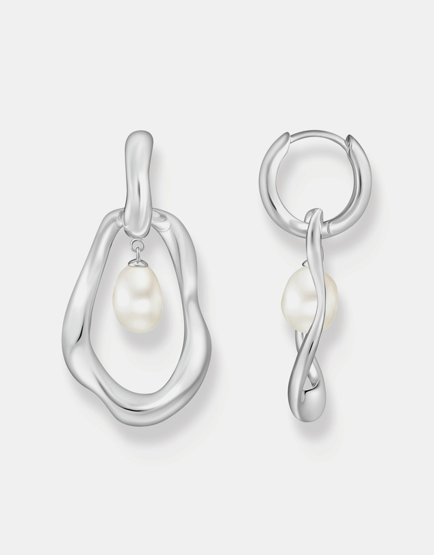 THOMAS SABO - THOMAS SABO Hoop Earrings with Freshwater Pearls In Silver