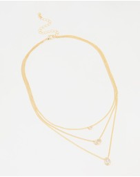 Lovisa - Gold Plated Brass Cubic Zirconia Layered Necklace