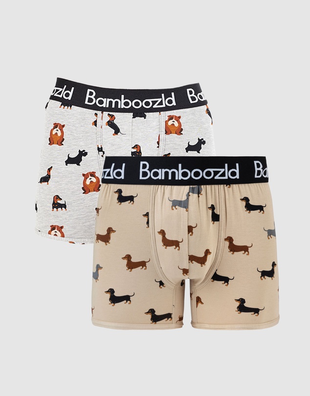 Bamboozld - Mens 2 Pack Yappy Dogs Bamboo Jersey Trunks