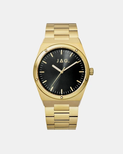 Jag - Arlo Mens Black Dial 41mm Gold Watch