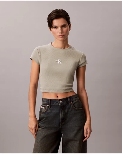 Calvin Klein Jeans - Monogram Logo Ribbed Baby Tee
