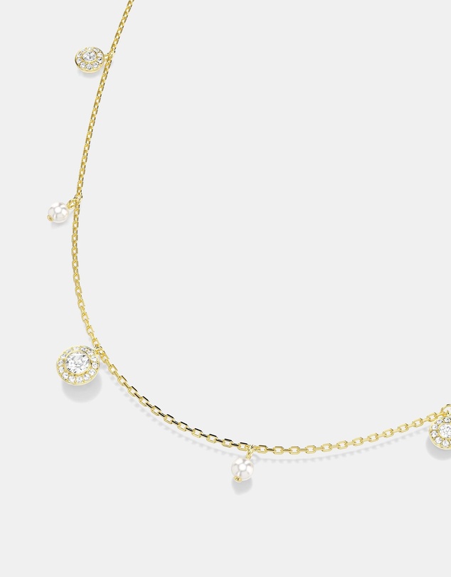 Swarovski - Una Angelic Strandage, Crystal Pearl, Round Cut, White, Gold-Tone Plated
