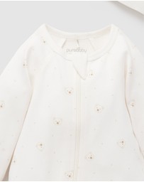 Purebaby - Zip Growsuit & Hat Set-Babies