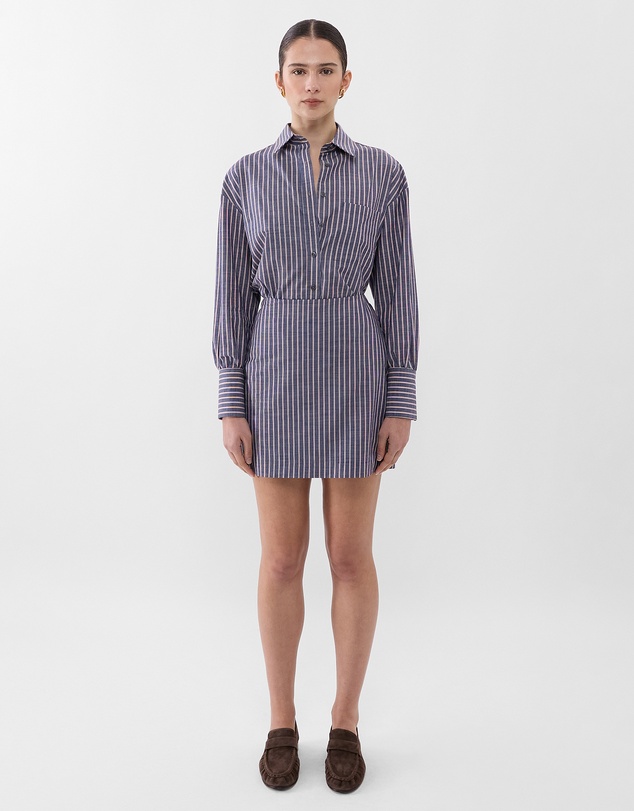 Farage - Chambray Stripe Mini Skirt