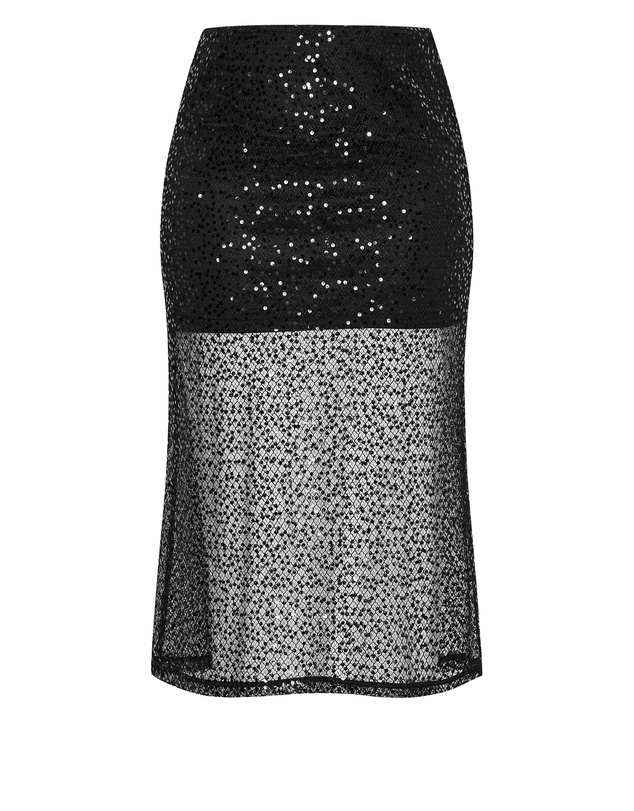 City Chic - Plus size Stardust Sequin Maxi Skirt - black