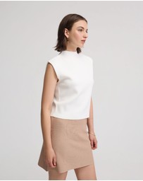 Oxford - Pepper Knitted Funnel Collar Top