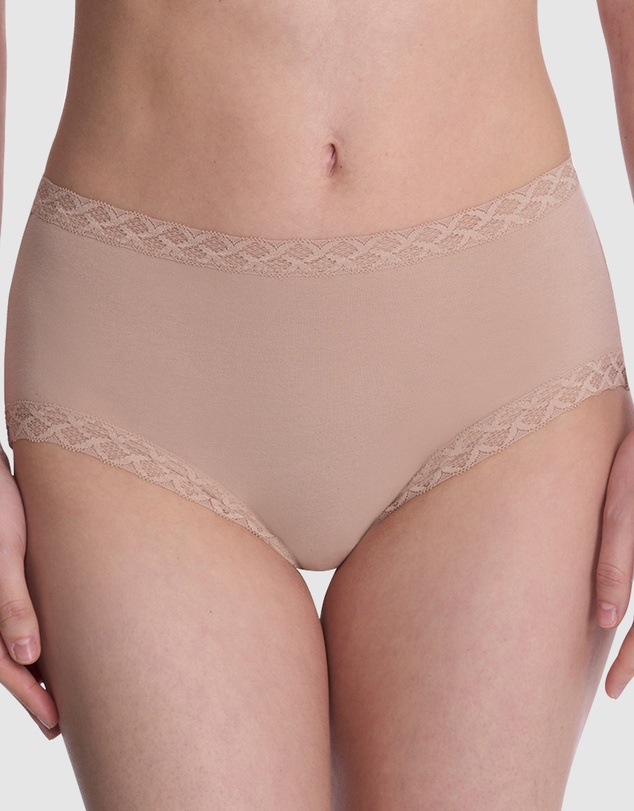 Natori - Bliss Lace Trim Pima Cotton High Waist Full Brief