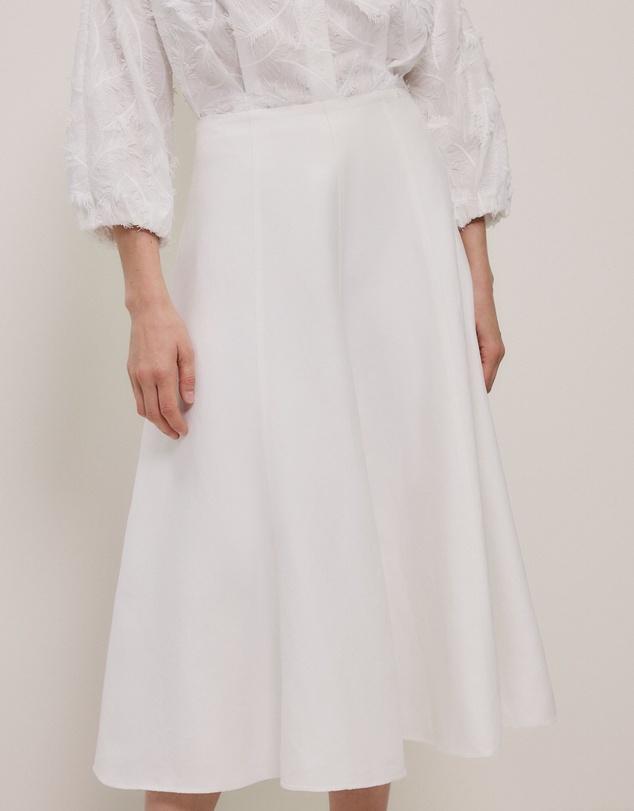 Trenery - Textured Flare Midi Skirt in Parchment