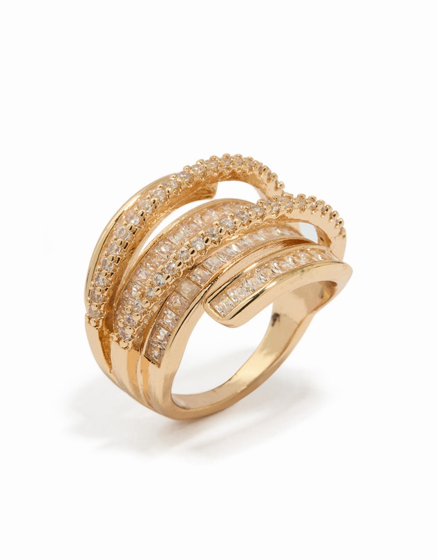 Lovisa - Gold Cubic Zirconia Molten Wrap Around Ring