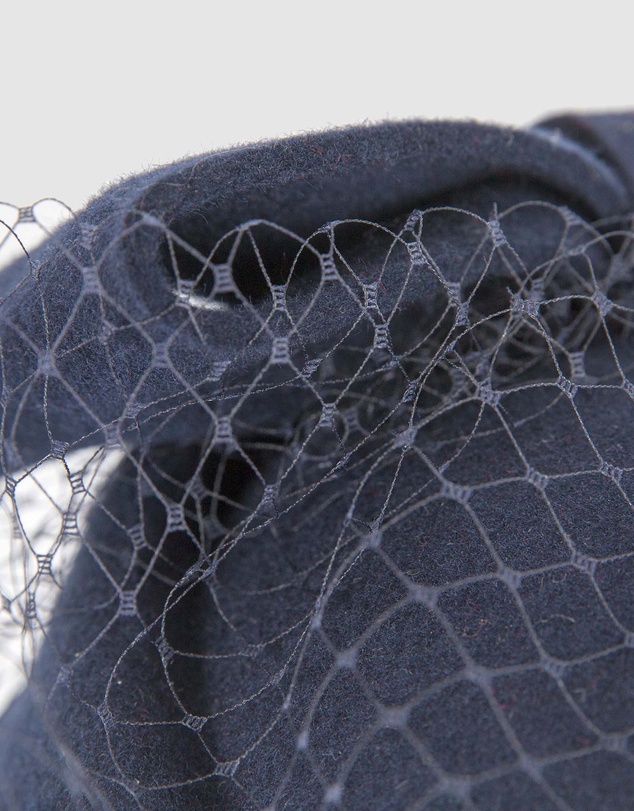 Max Alexander - Felt Navy Pillbox Hat With Veil