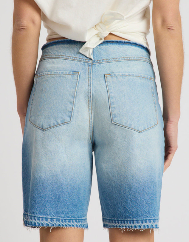ONE TEASPOON - Rambler Mid Waist Wide Leg Boyfriend Denim Shorts - Endless Summer Blue