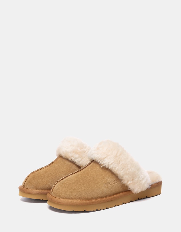 EVERAU - EverAU Ugg Muffin Slipper Suede Cow Suede Upper House Shoes