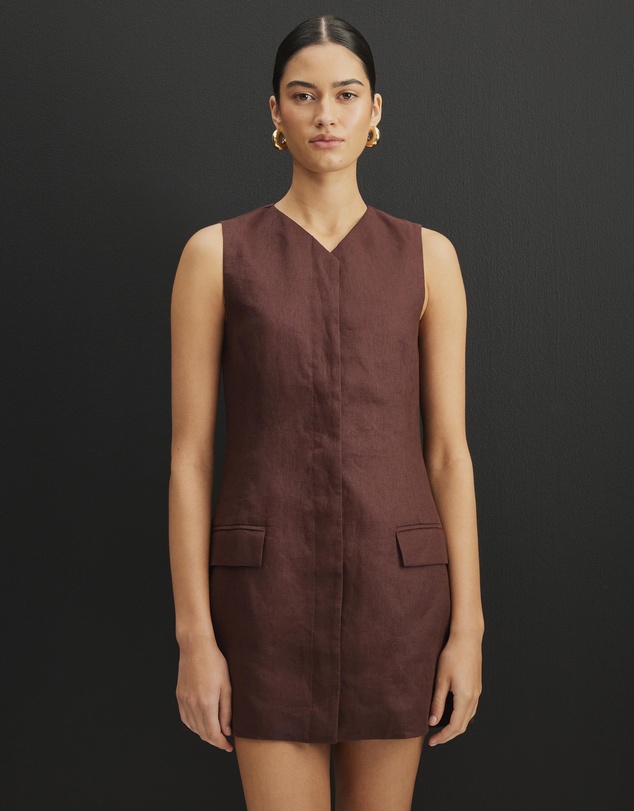 AERE - Tamsin Linen Mini Shift Dress