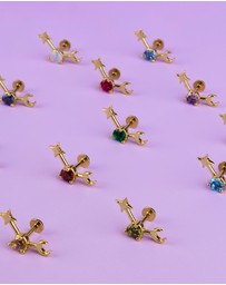 Wanderlust + Co - Birthstone Constellation Gold Flat Back Earring - Jun