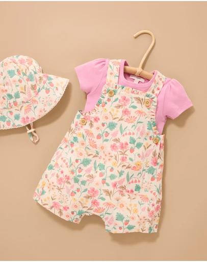 Purebaby - Linen Blend Overall Set- Kids-Babies