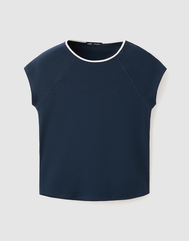 M.N.G - Cotton T-Shirt with Contrast Piping