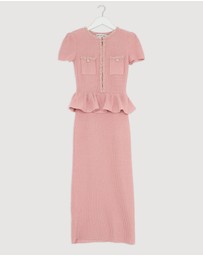 Revibe - Repaired Self Portrait Peplum Knit Midi Dress - AU 8