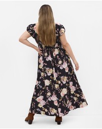 City Chic - Abbigail Floral Print Maxi Dress - Black