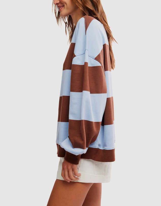 Free People - Classic Stripe Crew Wide Sweatshirt