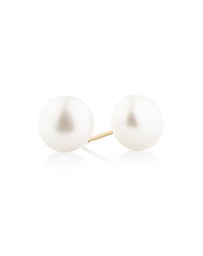 Michael Hill - Stud Earrings with 9mm Button Cultured Freshwater Pearl in 10kt Yellow Gold