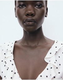 M.N.G - Polka-Dot Blouse With Ruffles
