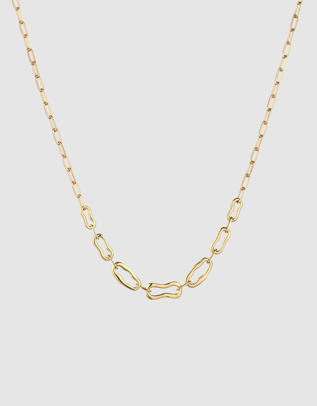Elli Jewelry - Sculpted Organic Link Necklace in Gold-Plated 925 Silver