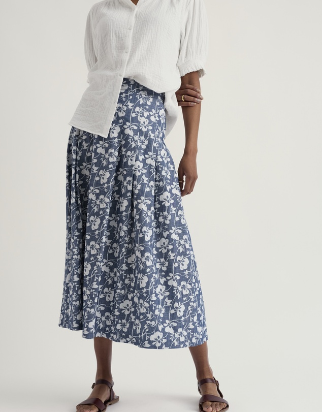 Seasalt - Seasalt Cornwall Blue Jamboree Chambray Midi Skirt