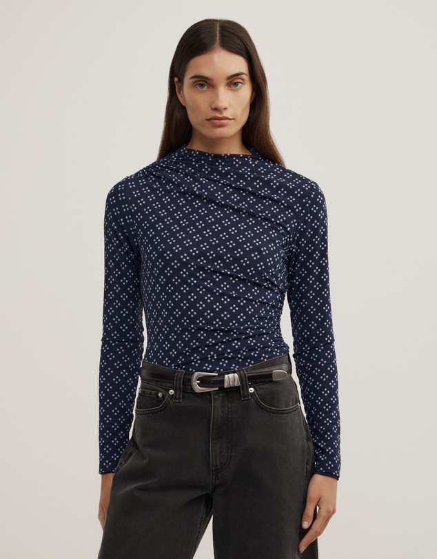 Witchery - Asymmetric Mesh Long Sleeve Top