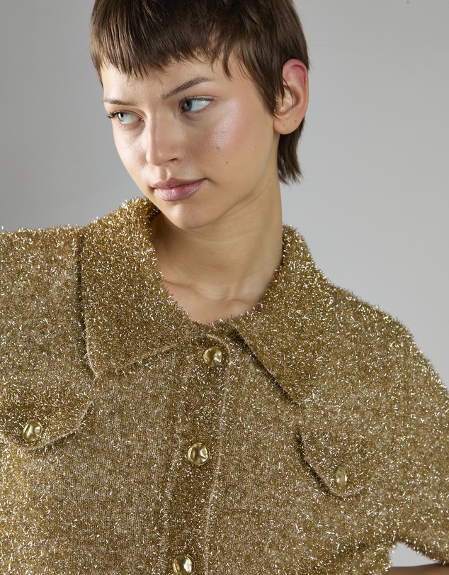 Glamorous - Button-Front Collar Short Sleeve Top