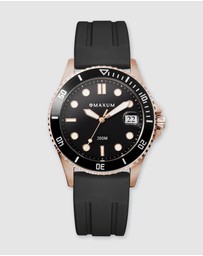 Maxum - Liberty Black Dial With Black Silicone Strap & Rose Gold Tone Case