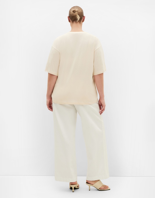 City Chic - Plus size Wild West Oversized Cotton Tee - cream