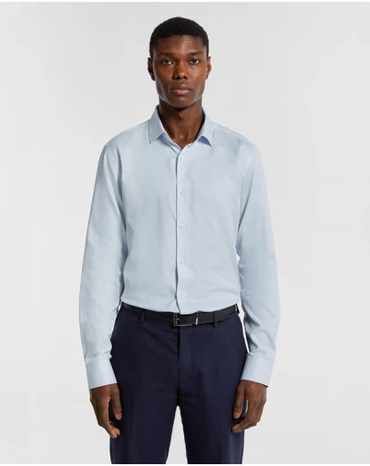 yd. - Clubman Pure Cotton Twill Slim Fit Dress Shirt