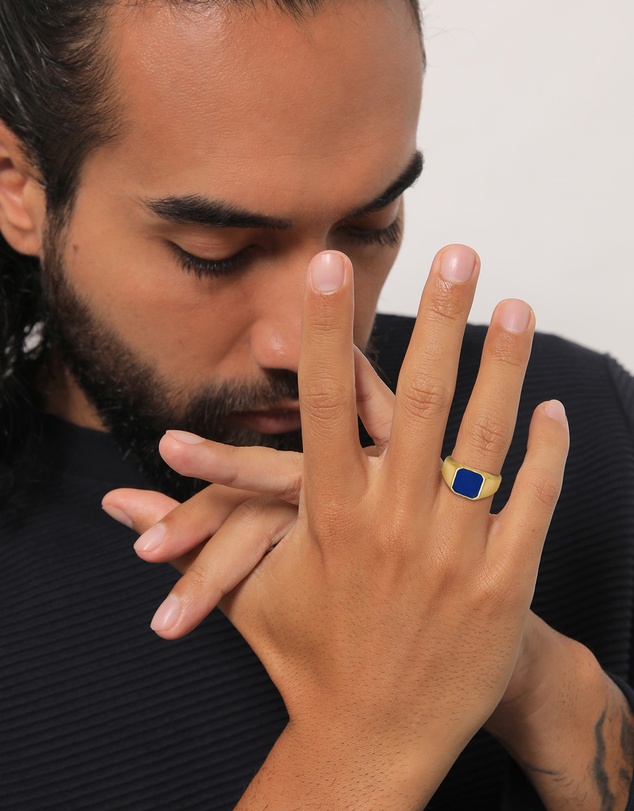 Kuzzoi - ICONIC EXCLUSIVE - Enamel Signet Ring in Gold-Plated 925 Sterling Silver
