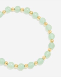 Lovisa - Waterproof Gold Plated Stainless Steel Green Beaded Stretch Bracelet